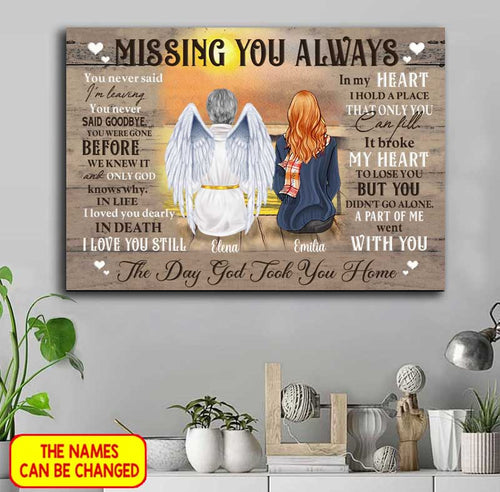 Missing You Always Personalized Memorial Gift wall art Canvas Canvas Dreamship 