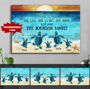 Personalized Family Turtles Canvas HP-15HL067 Vertical Canvas Dreamship 