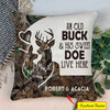 An Old Buck and His Sweet Doe Live Here Personalized Canvas Pillow Pillows Dreamship 
