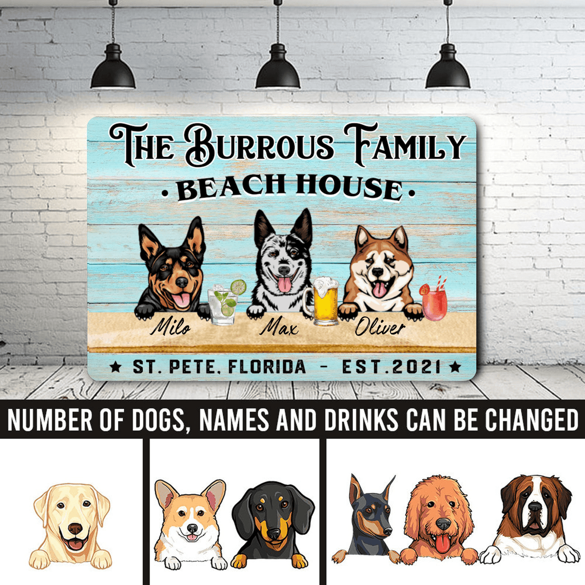 Personalized Custom Dog And Cat Beach House Metal Sign Dog And Cat Metal Sign Human Custom Store 
