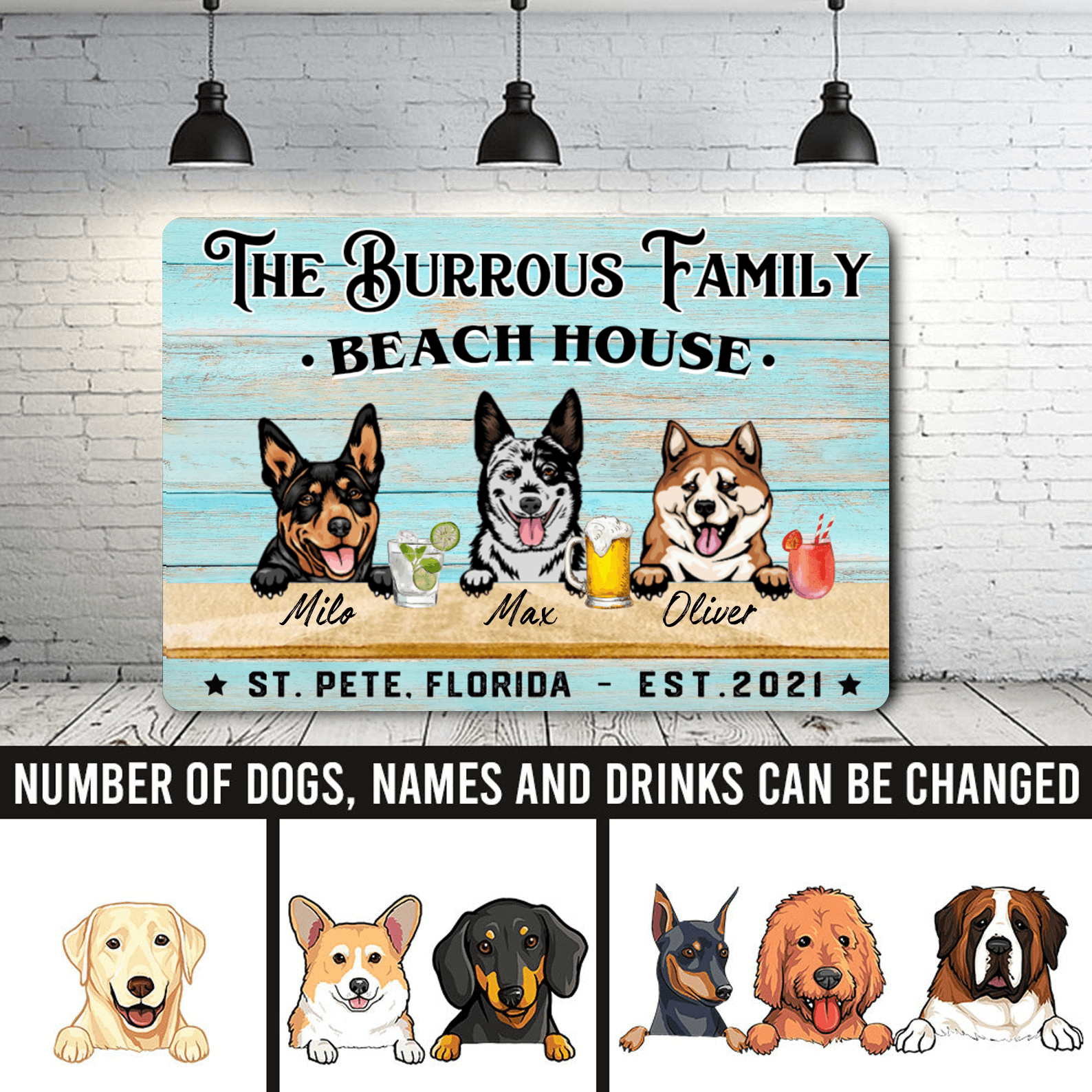 Personalized Custom Dog And Cat Beach House Metal Sign Dog And Cat Metal Sign Human Custom Store 