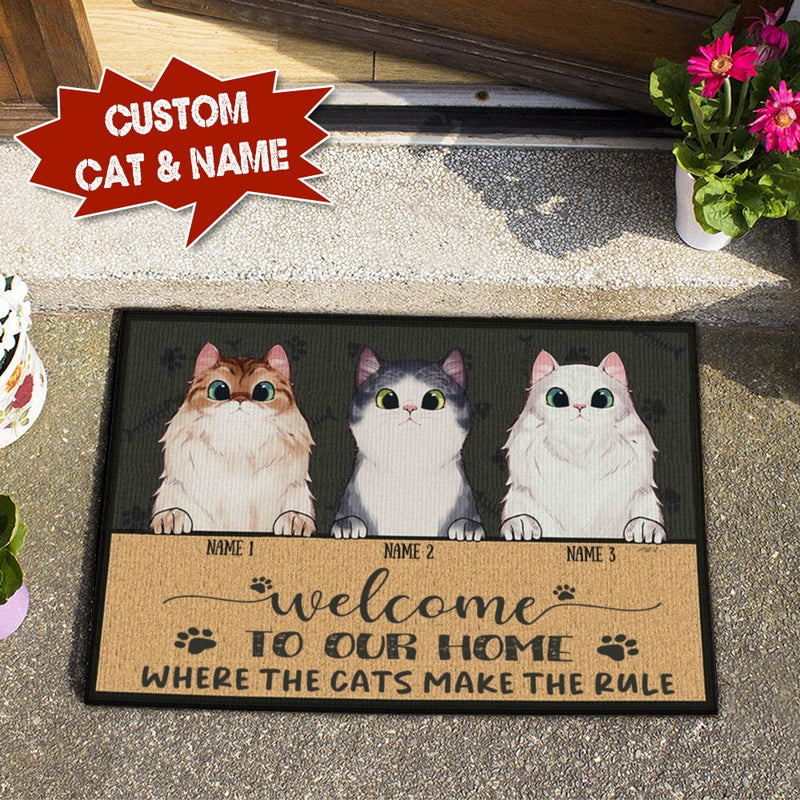 Welcome to Cat's Home Personalized Doormat for Cat Lovers Area Rug Templaran.com - Best Fashion Online Shopping Store