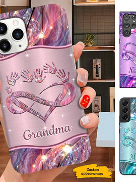 Hand Print Blessed to be called Grandma Nana Mimi Personalized Phone Case SC291233