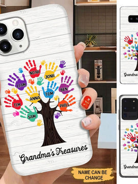 Hand Print Grandma's Treasures Personalized Phone Case