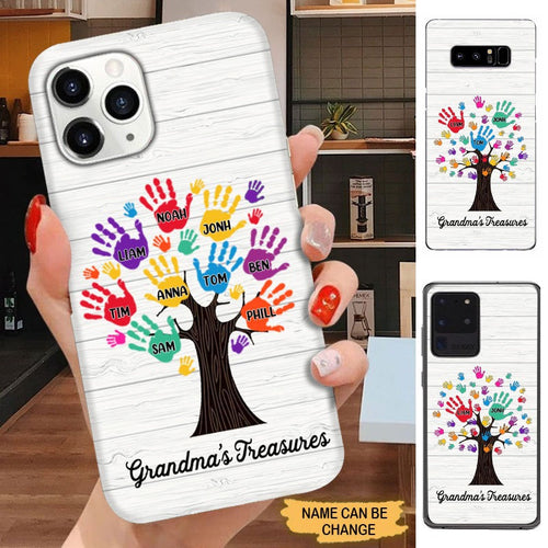 Hand Print Grandma's Treasures Personalized Phone Case Phone case FUEL 