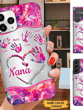 Handprint Blessed To Be called Nana Mimi Gigi Grandma Personalized Phone case SC3086