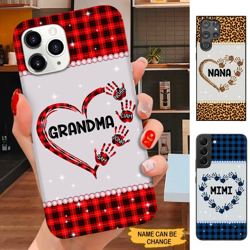 Handprint Grandma with Grandkids Nana Mimi Mommy Personalized Phone case SC22913 Phone case ShinyCustom Phone Case 