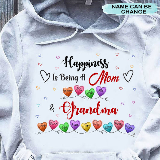 Happiness is being a Mom and Grandma Personalized Shirt 2D Hoodie Dreamship 