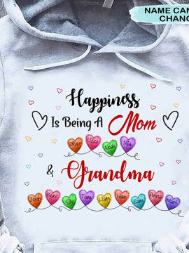 Happiness is being a Mom and Grandma Personalized Shirt