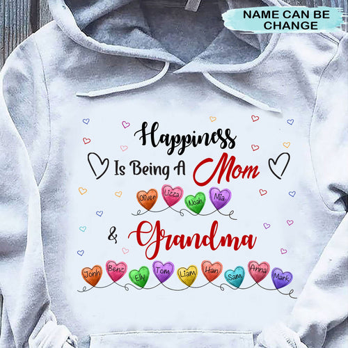 Happiness is being a Mom and Grandma Personalized Shirt 2D Hoodie Dreamship 