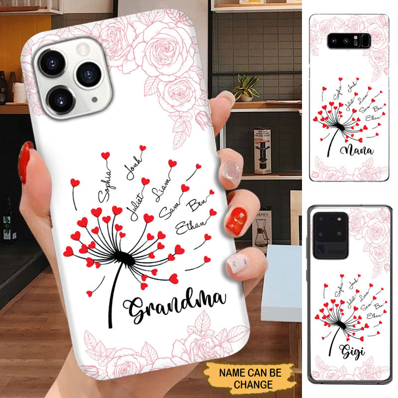 Heart Dandelion Grandma with Grandkids Personalized Phone Case Phone case FUEL 