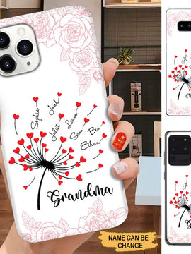 Heart Dandelion Grandma with Grandkids Personalized Phone Case