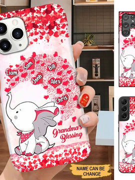 Heart Elephant Grandma's Blessing Nana Mimi Personalized Phone case SC2287