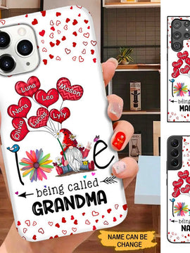 Heart Gnome Love being called Grandma Nana Mommy Personalized Phone Case SC3093