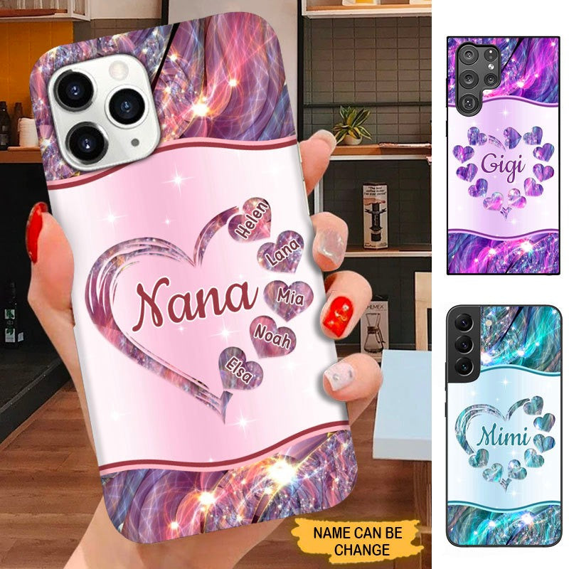 Heart Grandma with grandkids Nana Mimi Mommy Personalized Phone case SC1694 Phone case ShinyCustom Phone Case 