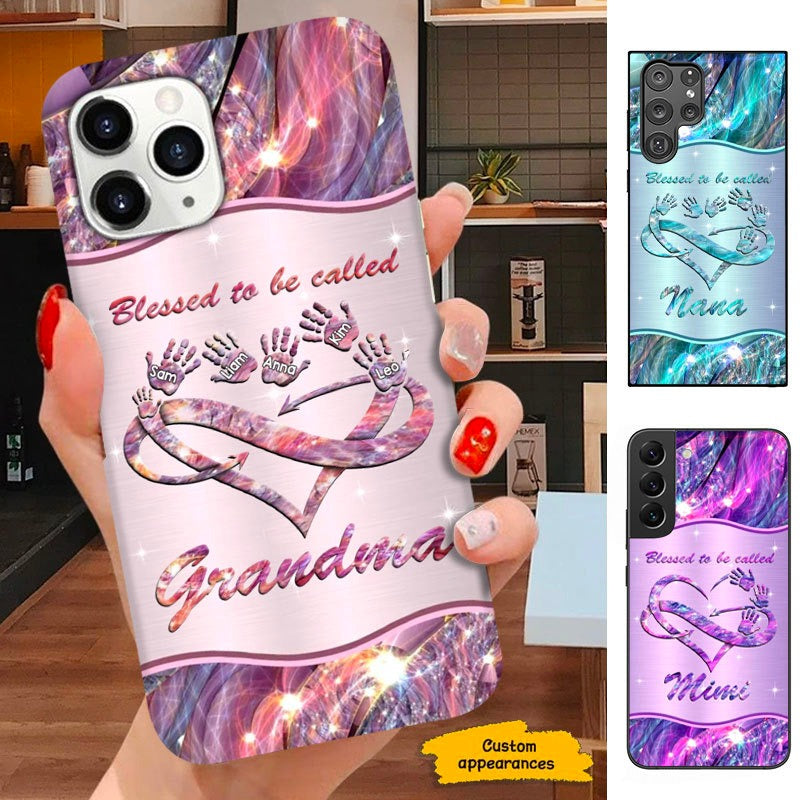 Heart Hand Print Blessed to be called Grandma Nana Mimi Personalized Phone Case SC234117