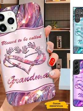 Heart Hand Print Blessed to be called Grandma Nana Mimi Personalized Phone Case SC234117