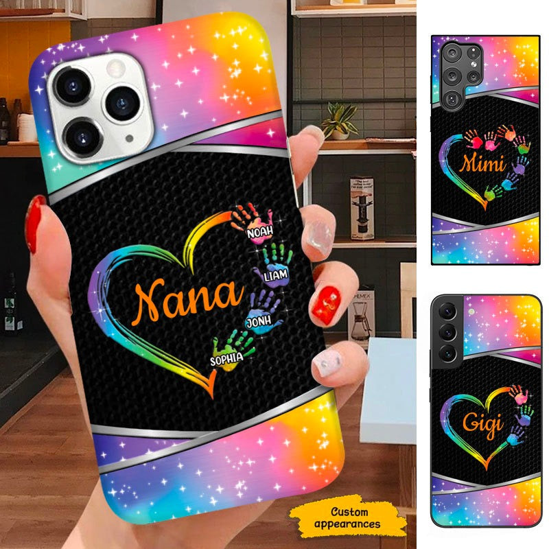 Heart Hand Print Grandma Nana Mimi Mom Personalized Phone Case SC234116