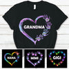 Heart Hand Print Grandma with Grandkids Mommy Auntie Personalized Shirt Apparel Gearment 