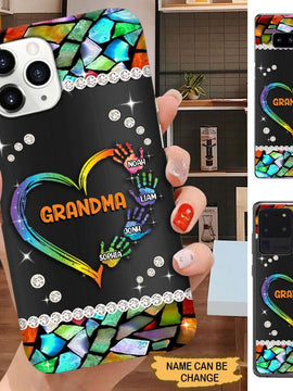 Heart Hand Print Grandma with Grandkids Personalized Phone case