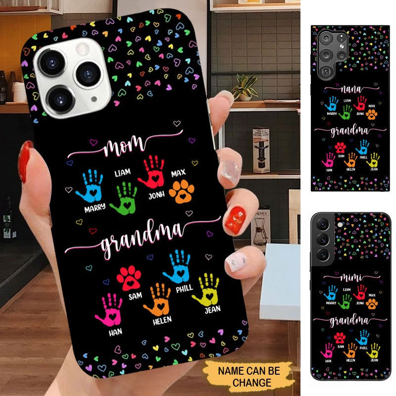 Heart Hand Prints Mom Grandma Personalized Phone case Phone case FUEL 