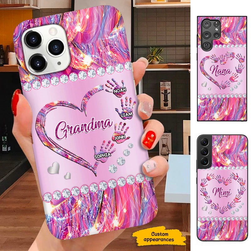 Heart Handpirnts Grandma Nana Mimi Mom Personalized Phone Case SC181115