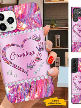 Heart Handpirnts Grandma Nana Mimi Mom Personalized Phone Case SC181115