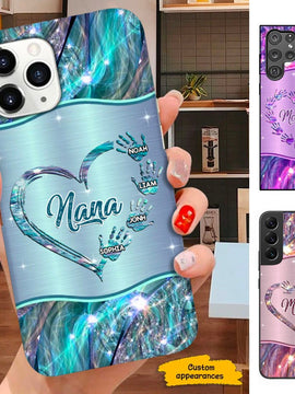 Heart Handprint Nana Mimi Gigi Grandma Personalized Phone Case SC101121