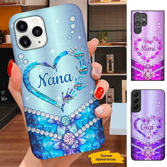 Heart Handprint Nana Mommy Grandma Personalized Phone Case SC241103