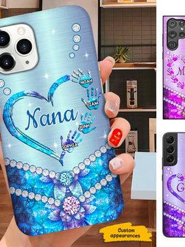 Heart Handprint Nana Mommy Grandma Personalized Phone Case SC241103