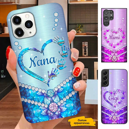 Heart Handprint Nana Mommy Grandma Personalized Phone Case SC241103