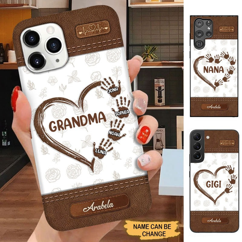 Heart Hands Print Grandma with Grandkids Leather Pattern Personalized Phone case SC1361 Phone case FUEL 