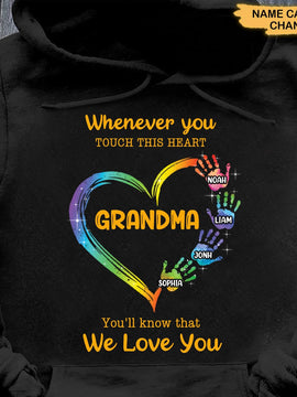 Heart Hands print We Love You Grandma Gift Personalized Hoodie Shirt