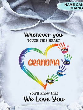 Heart Hands print We Love You Grandma Personalized Hoodie Shirt