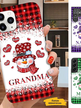 Heart Snowman Buffalo Plaid Grandma Nana Mommy Personalized Phone case SC510112