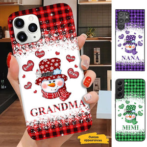 Heart Snowman Buffalo Plaid Grandma Nana Mommy Personalized Phone case SC510112