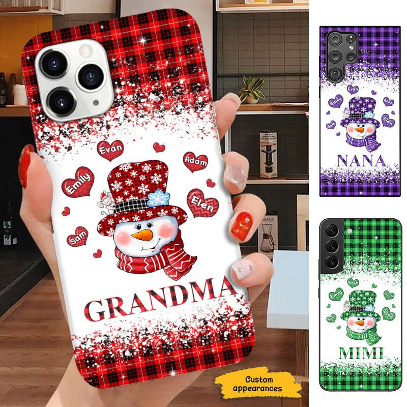 Heart Snowman Buffalo Plaid Grandma Nana Mommy Personalized Phone case SC510112