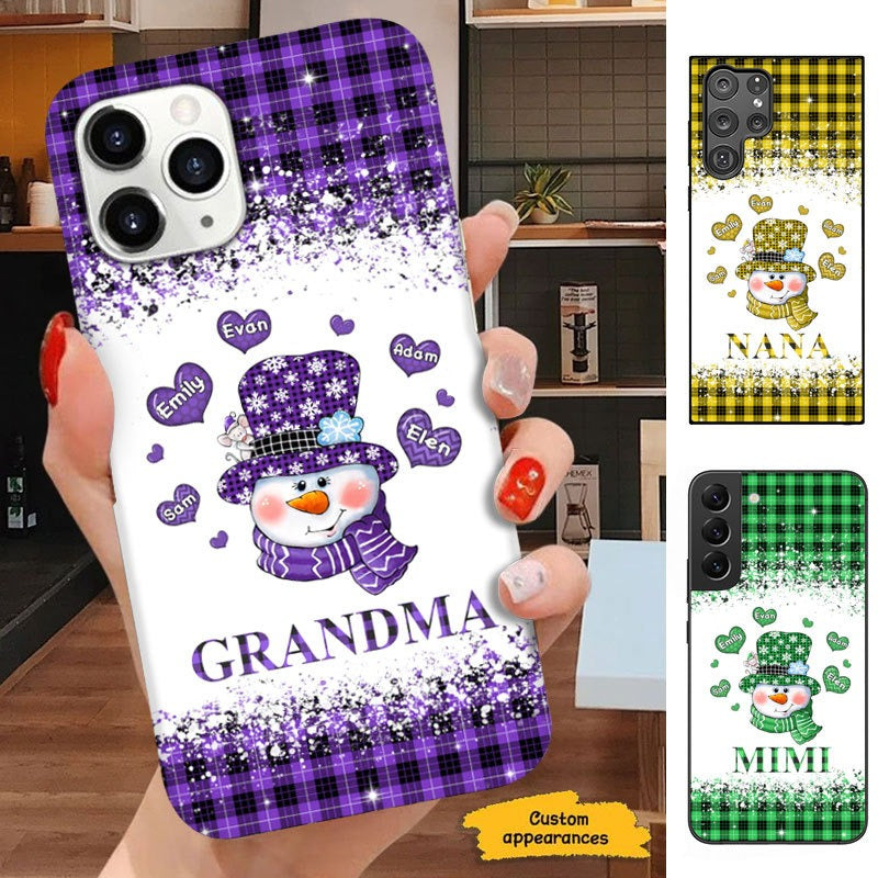 Heart Snowman Buffalo Plaid Grandma Nana Mommy Personalized Phone case SC510115