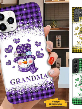 Heart Snowman Buffalo Plaid Grandma Nana Mommy Personalized Phone case SC510115