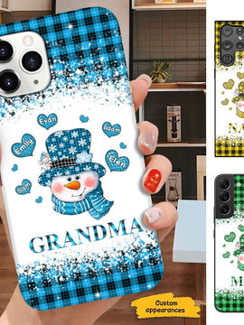 Heart Snowman Buffalo Plaid Grandma Nana Mommy Personalized Phone case SC510116