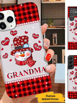 Heart Snowman Buffalo Plaid Grandma Nana Mommy Personalized Phone case SC51011