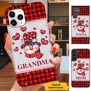 Heart Snowman Red Plaid Grandma Nana Mommy Personalized Phone case SC51011 Phone case ShinyCustom Phone Case 