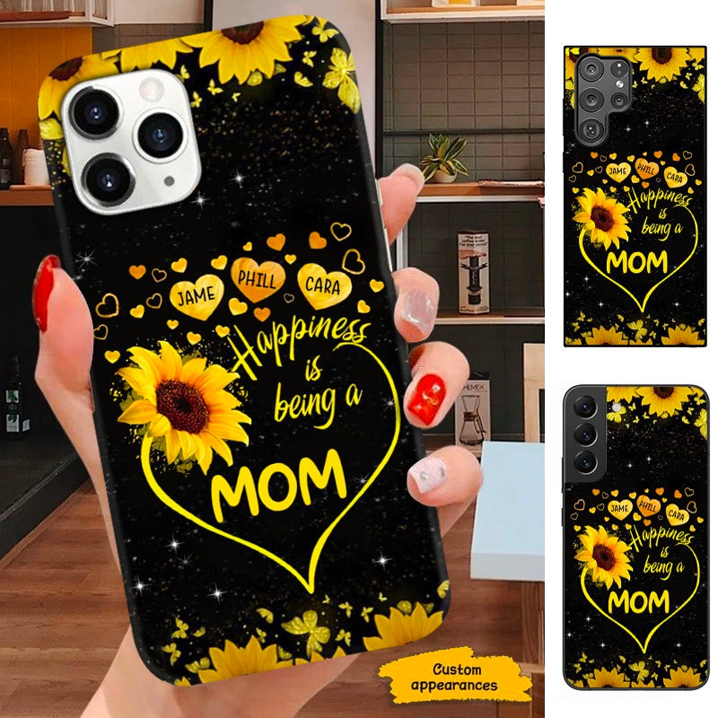 Heart Sunflower Happiness is being a Mom Grandma Personalized Phone case SC29128