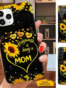 Heart Sunflower Happiness is being a Mom Grandma Personalized Phone case SC29128