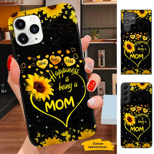 Heart Sunflower Happiness is being a Mom Grandma Personalized Phone case SC29128
