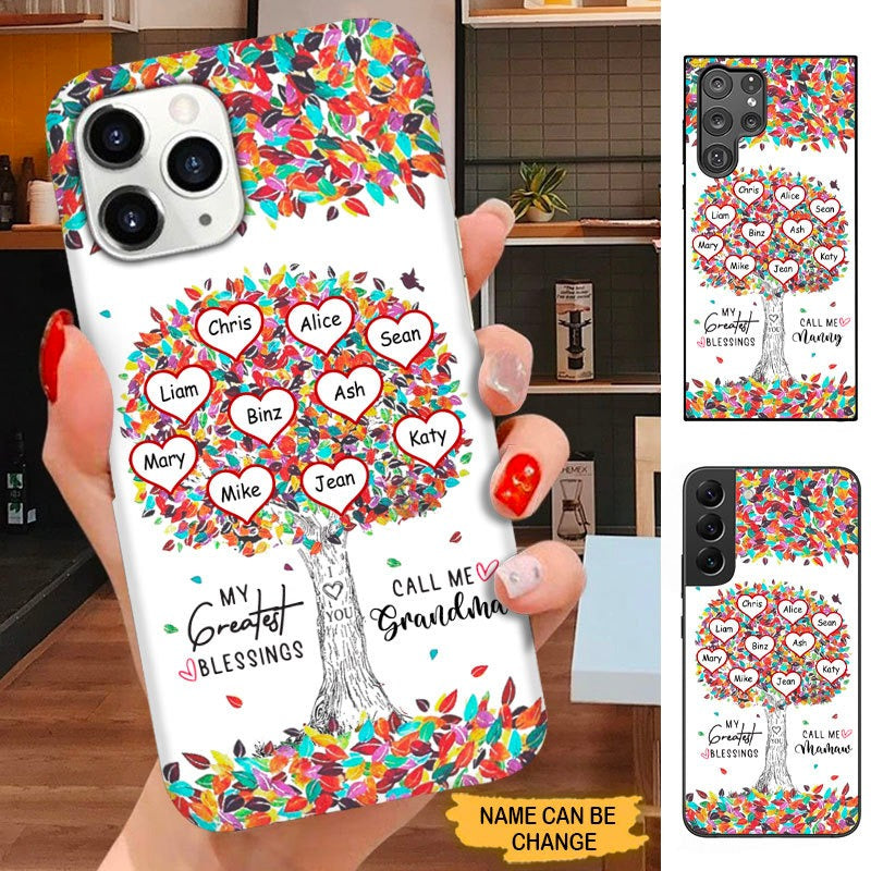 Heart Tree My Greatest Blessings Call Me Grandma Nana Mommy Personalized Phone Case SC2492 Phone case ShinyCustom Phone Case 