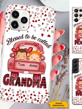 Heart Truck Happy Kids Blessed To be Called Grandma Nana Mimi Personalized Phone Case SC213233