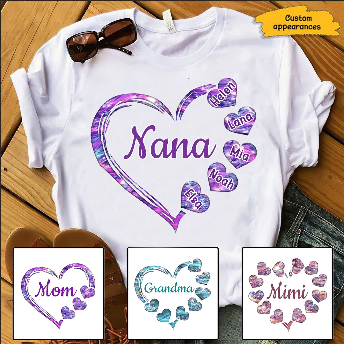 Hearts Grandma Nana Mimi Gigi Personalized SC243235