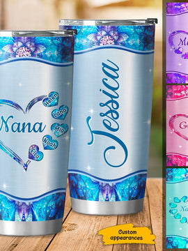 Hearts Grandma Nana Mimi Gigi Personalized Tumbler SC243237