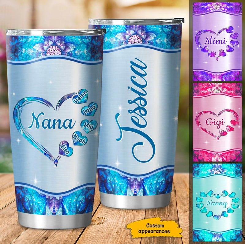 Hearts Grandma Nana Mimi Gigi Personalized Tumbler SC243237